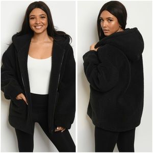 Oversized teddy zip up coat